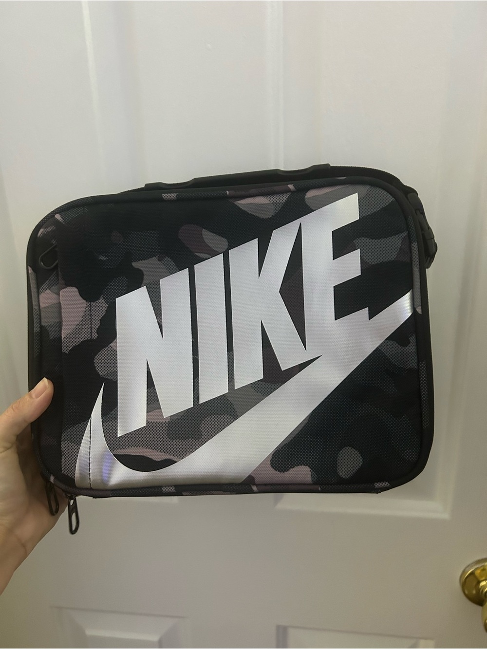 Nike Black & Gray Camo Toiletry Bag with Large White Logo